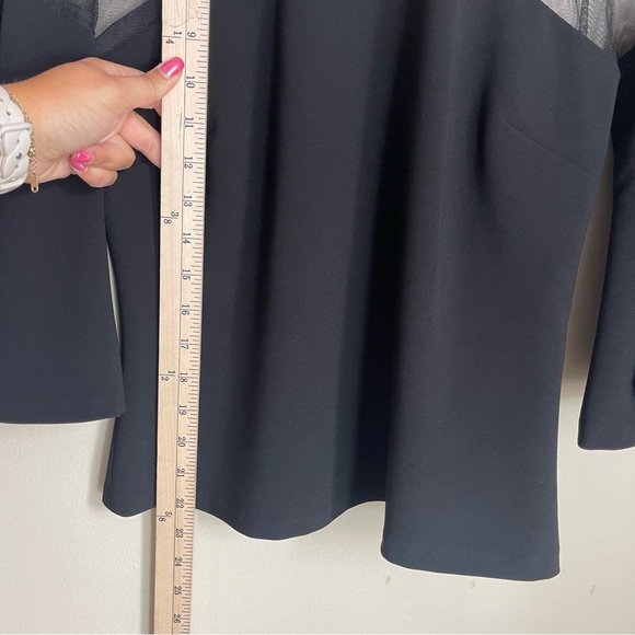 Sachin & Babi Noir Mesh - Paneled Crepe Blouse Top Black Size 2 - Picture 10 of 10